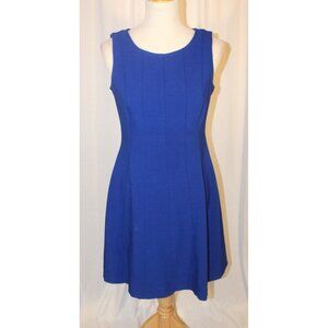 Taylor BLUE Size 4 Fit & Flare Dress Sleeveless Stretch vertical seams